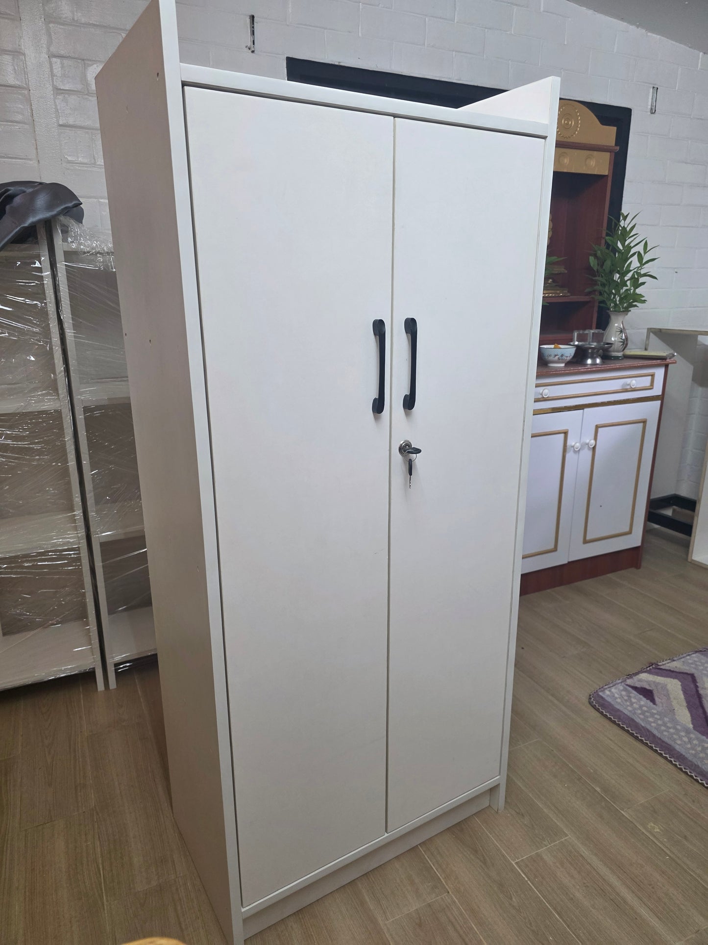 Wardrobe Rubber Blockboard With Door  ( White ) 24 x 14 x 54 Inches