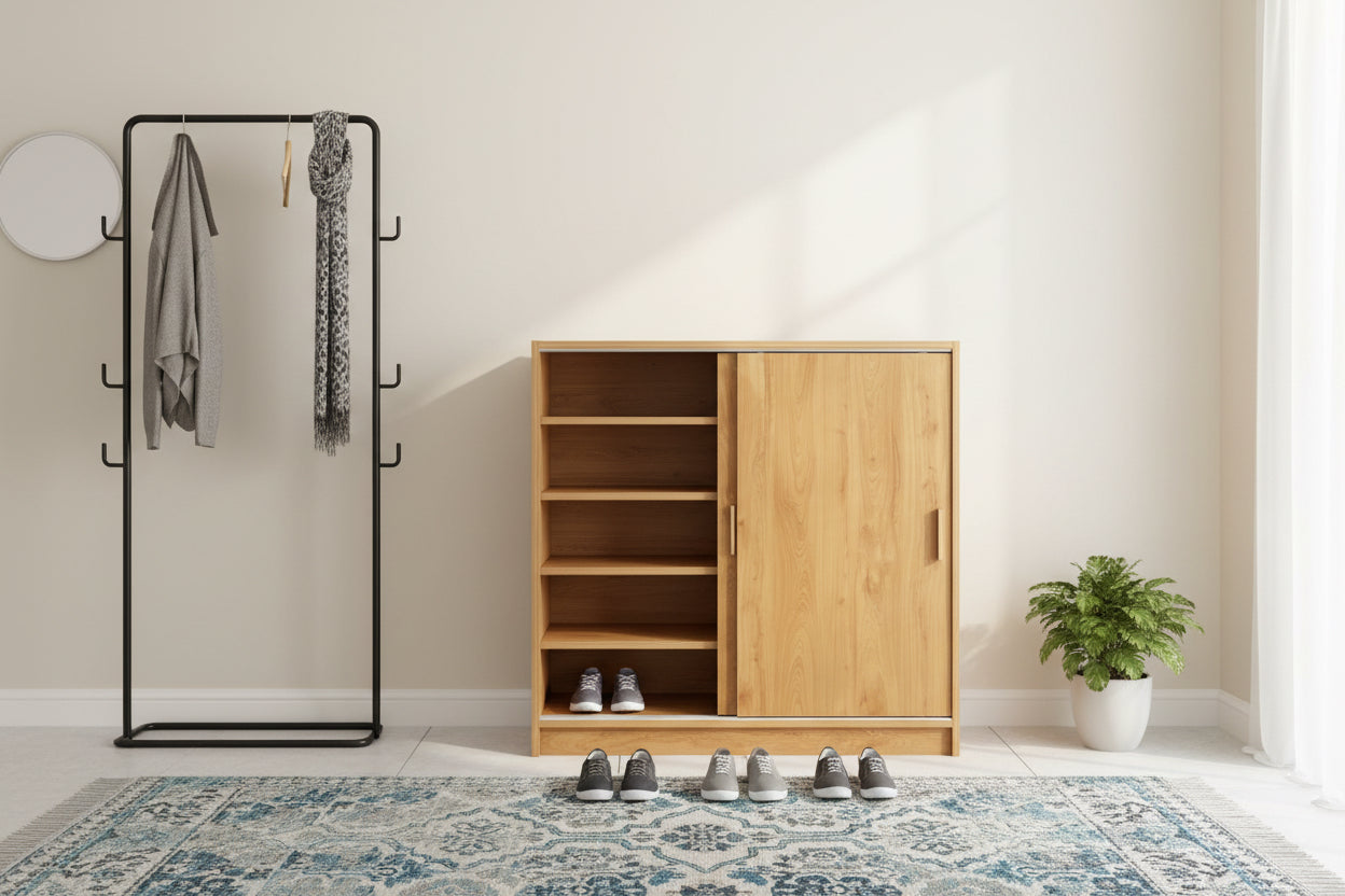 Blockboard Shoe Cabinet with Slide Door , Code No. T140 , T141 , T142