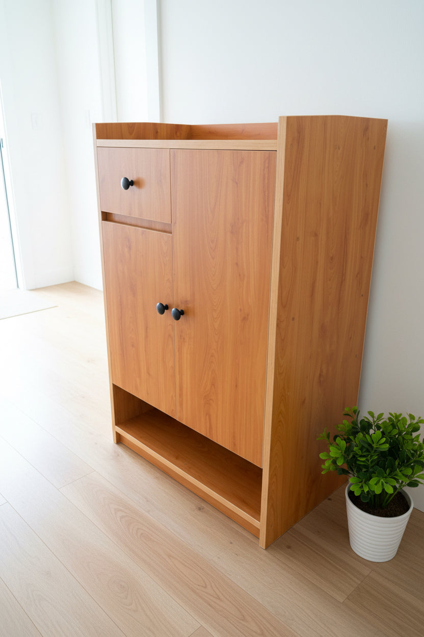 Blockboard Shoe Cabinet with Open Layer , Doors , Drawer - Code : T143