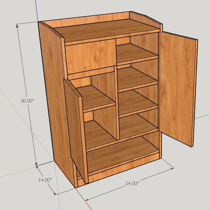 Blockboard Shoe Cabinet with Open Layer , Doors , Drawer - Code : T143