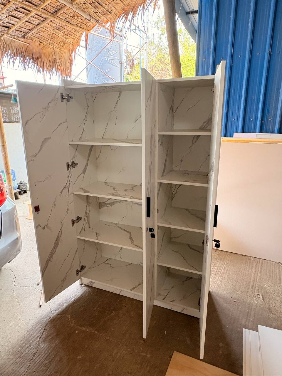 Wardrobe Rubber Blockboard With 3 Door  ( White ) 42 x 14 x66 Inches Code : T52
