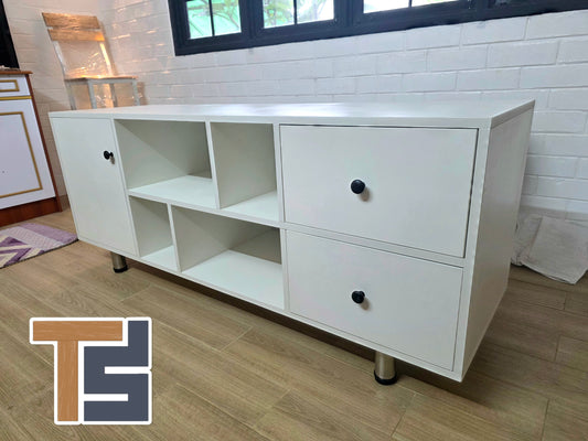 Blockboard TV Bench with Door and Drawer - L 5 ft , W 18 Inches , H - 2 ft