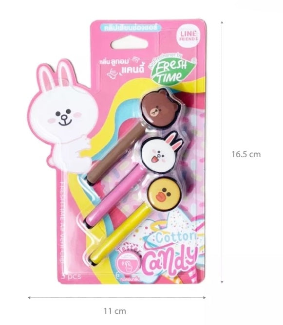 Vent Clip Air Freshener ( LINE FRIENDS Cotton Candy ) 3 Pcs