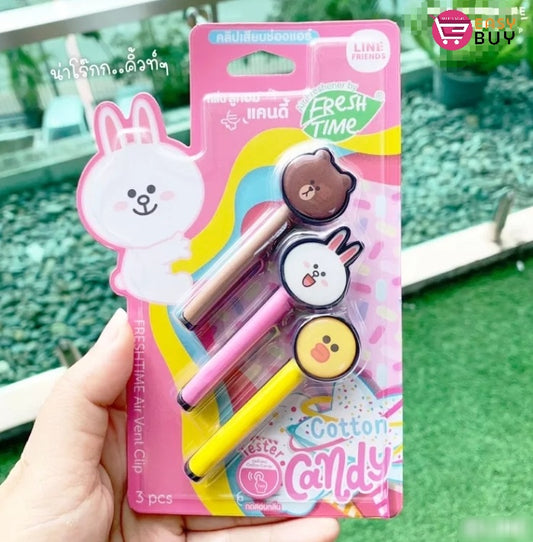 Vent Clip Air Freshener ( LINE FRIENDS Cotton Candy ) 3 Pcs